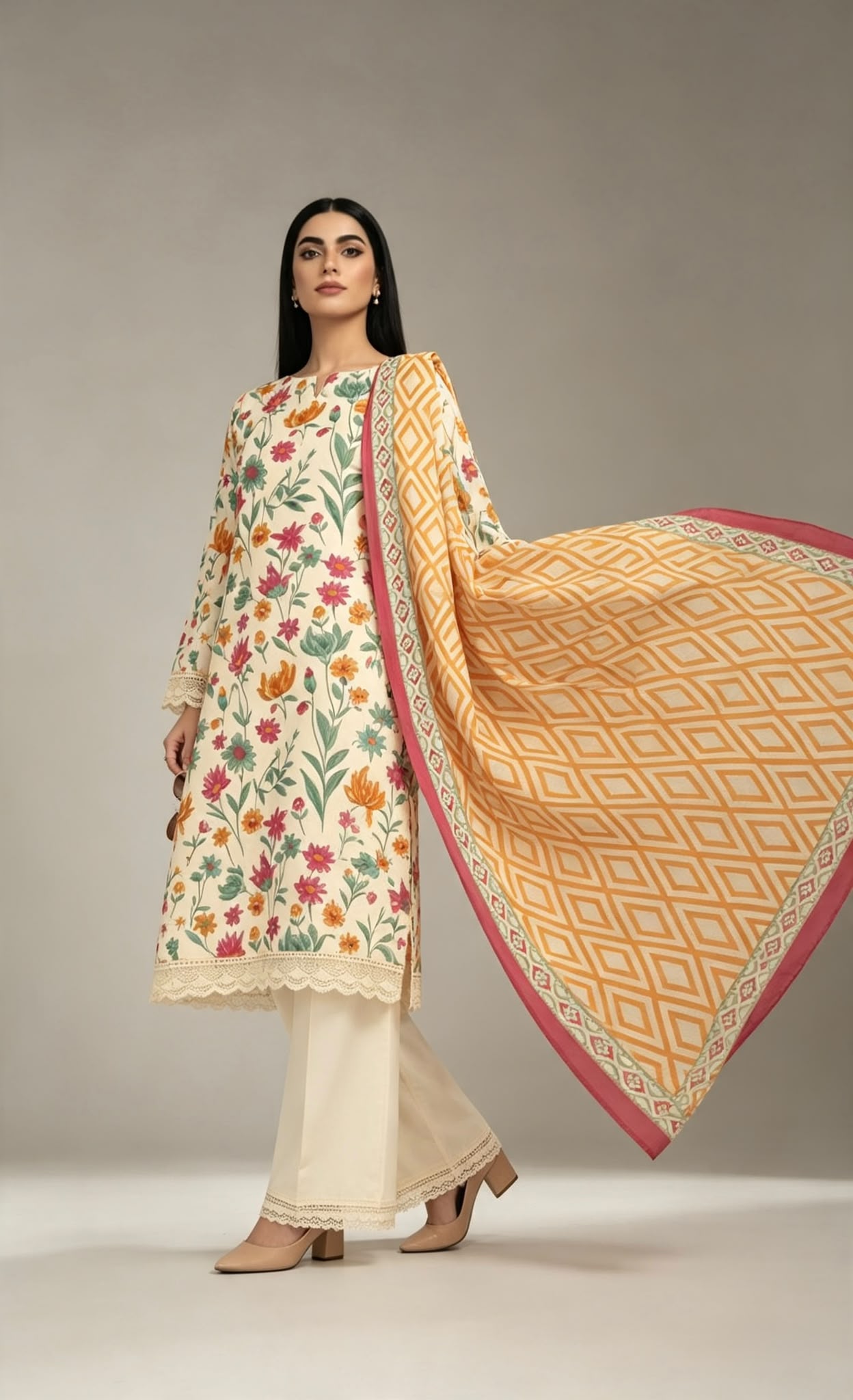 Sapphire 3-Piece Stitched Lawn Suit