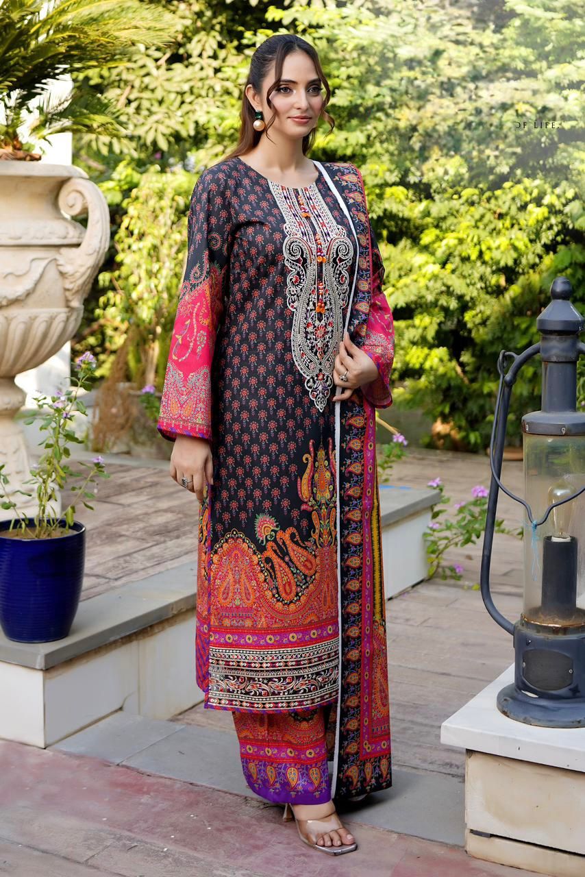 Mushtaq & Sons Premium Embroidered 3-Piece Cotton Lawn Suit – Ready to Wear - Image 3