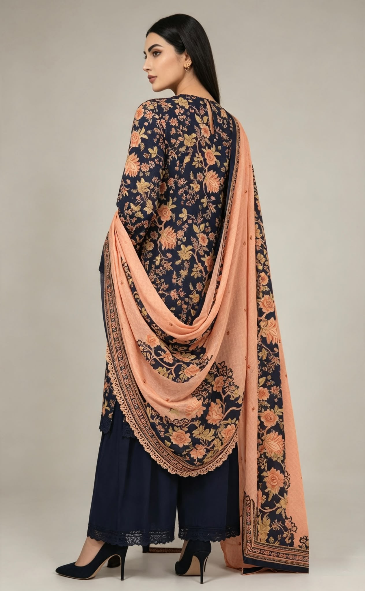 Sapphire 3-Piece Stitched Lawn Suit with Digital Printed Shirt, Dupatta & Plain Trousers - Image 2