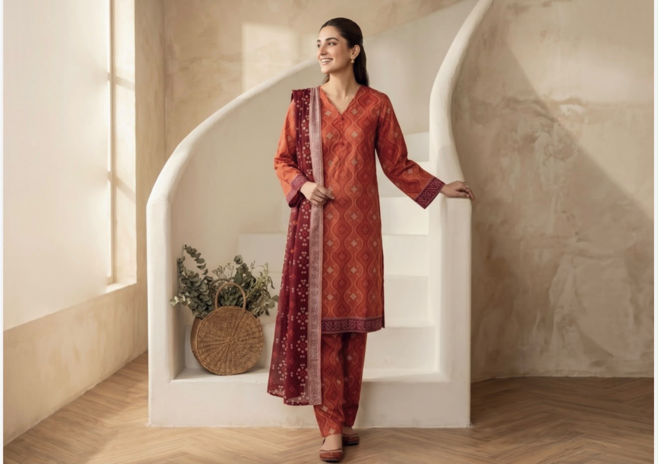 Tawakkal 3 Piece Digital Printed Lawn Suit with Contrast Dupatta