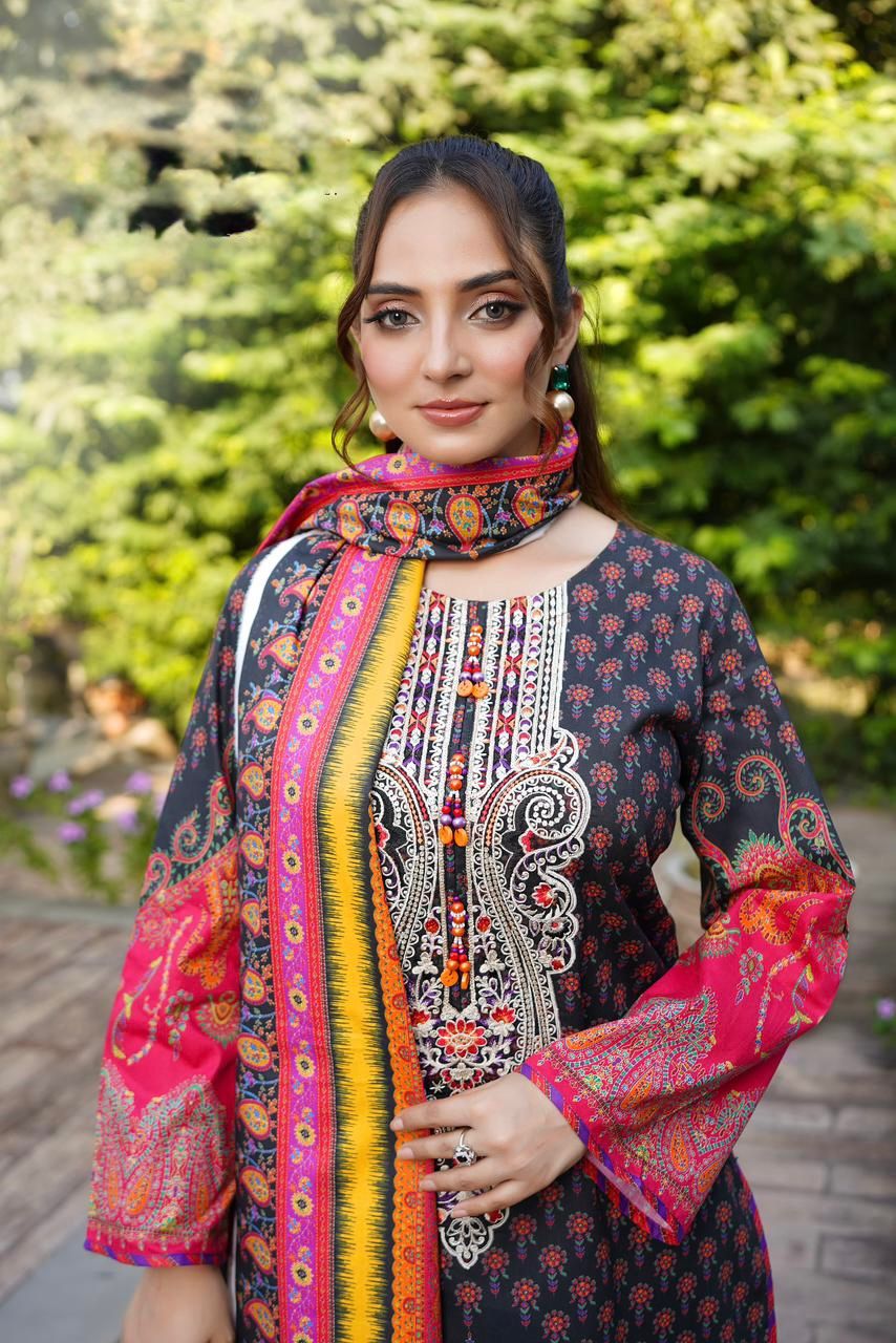 Mushtaq & Sons Premium Embroidered 3-Piece Cotton Lawn Suit – Ready to Wear - Image 5