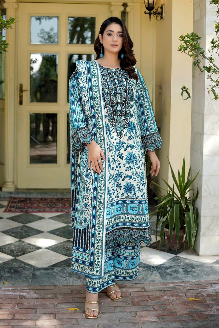 Mushtaq & Sons Premium Embroidered 3-Piece Cotton Lawn Suit – Ready to Wear - Image 6